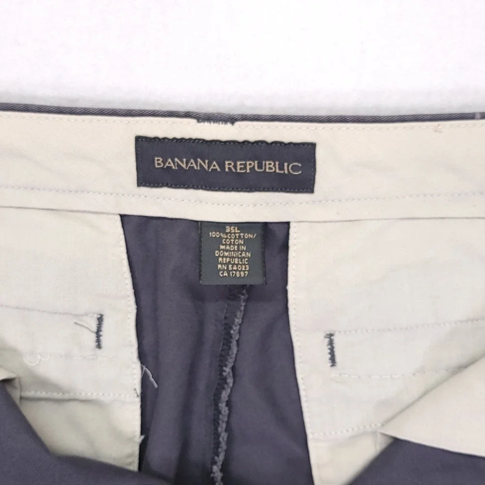 Y2K Banana Republic‎ Mens 35L Emerson Straight Leg Chino Pants Gray Flat Front